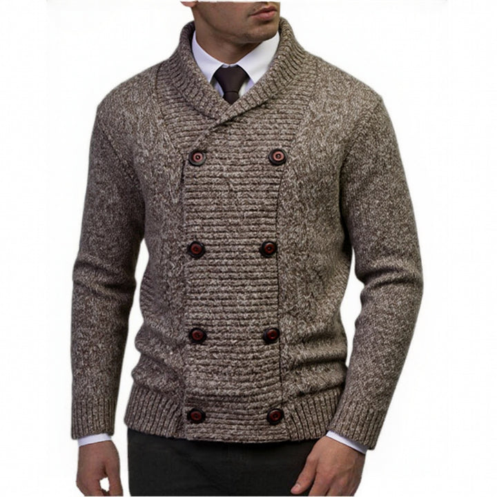 Herren modischer Strickpullover mit doppeltem Knopfverschluss und strukturiertem Design Echoarchiv