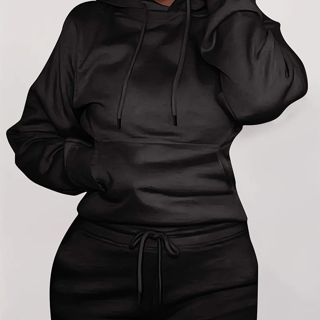 Damen nan figurbetontes Hoodie-und Taillenrock-Set mit Kängurutasche und Tunnelzug Echo Archiv