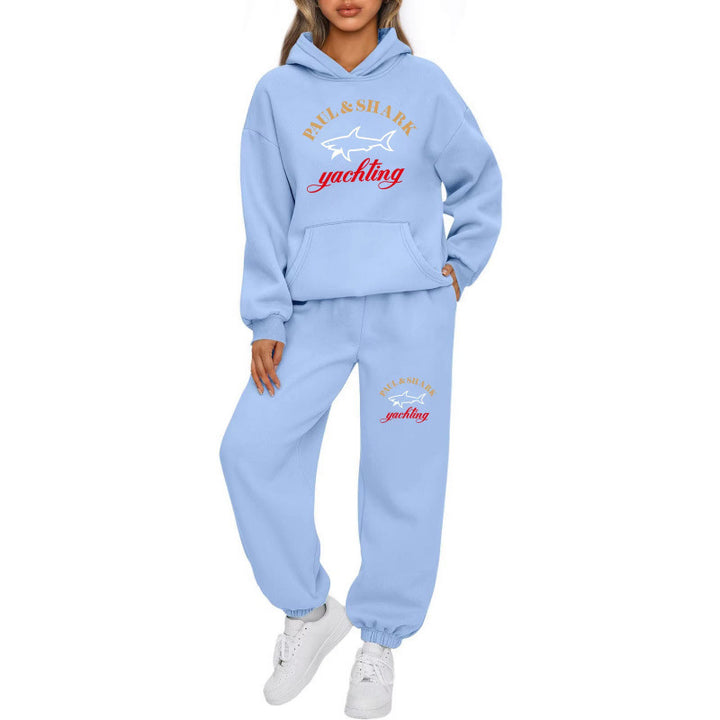 Damen nan oversized Hoodie und Jogginghose Set mit Kapuze Kängurutasche und gerippten Bündchen Echo Archiv