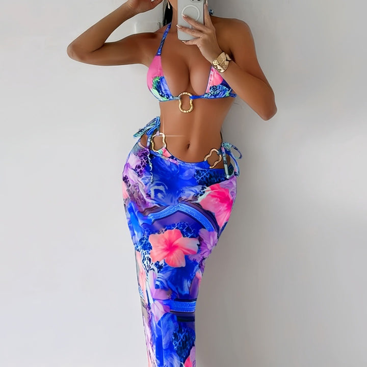 Damen Maxi-Badeanzug mit floralem Design und modischem Cut-Out Echo Archiv