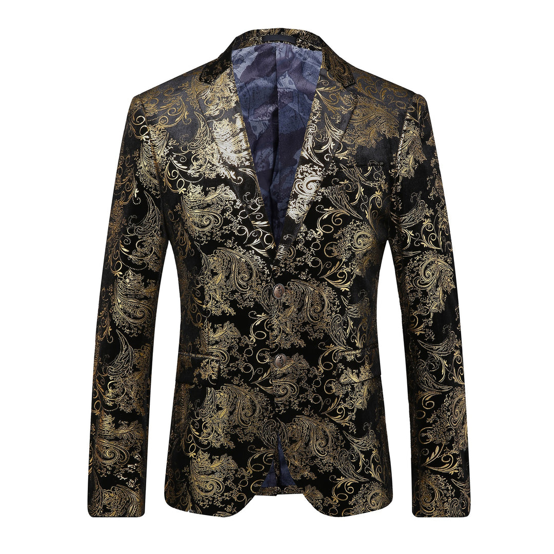 Herren eleganter Smoking-Blazer mit floralen Paillettenmustern Echoarchiv