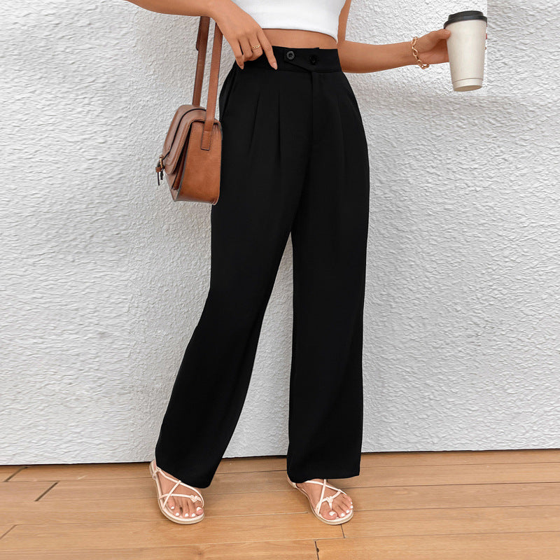 Damen Elegante Stoffhose mit hoher Taille und seitlichen Taschen Echo Archiv