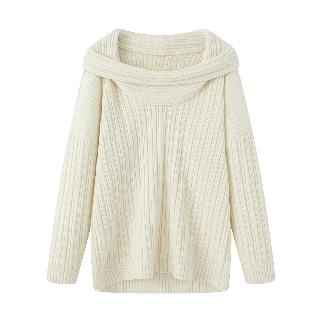 Damen nan Oversize-Rippstrick-Pullover mit weitem Rollkragen und überschnittener Schulter Echo Archiv