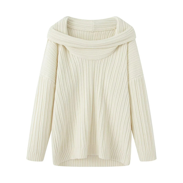 Damen nan Oversize-Rippstrick-Pullover mit weitem Rollkragen und überschnittener Schulter Echo Archiv