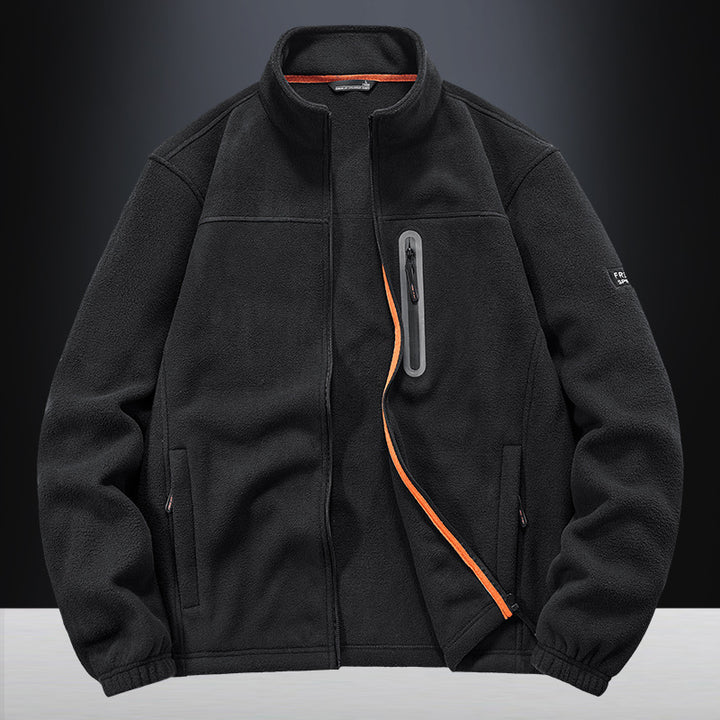 Herren Fleecejacke mit windabweisendem Microfleece, verschweißter Brustreißverschlusstasche und elastischen Bündchen – Cavarno