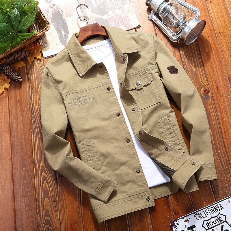 Herren robuste Canvas-Feldjacke mit Brusttasche Stickdetail und Hemdkragen Echoarchiv