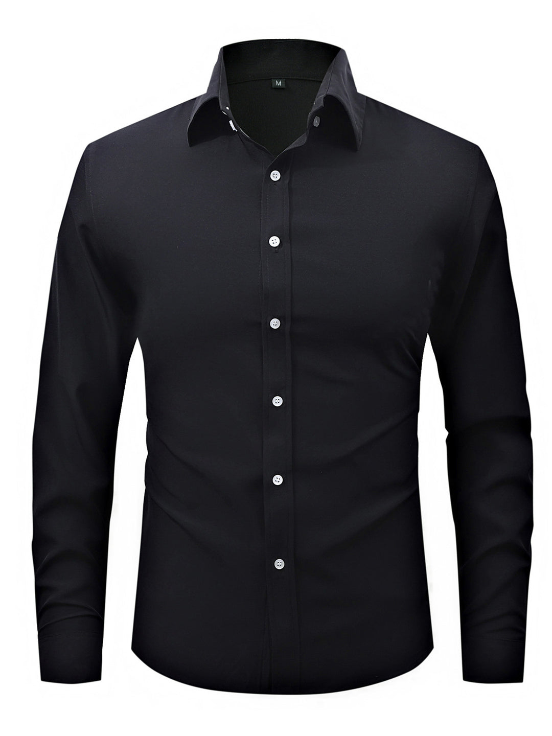 Men's slim fit long sleeve stretch cotton dress shirt with spread collar – Arvello