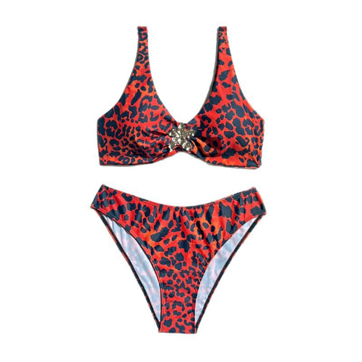 Damen Leopardenmuster Bikini-Set mit Raffungen und schickem Ringdetail Echo Archiv