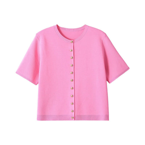 Damen nan Feinstrick-Cardigan mit kurzen Ärmeln und Zierknopfleiste Echo Archiv