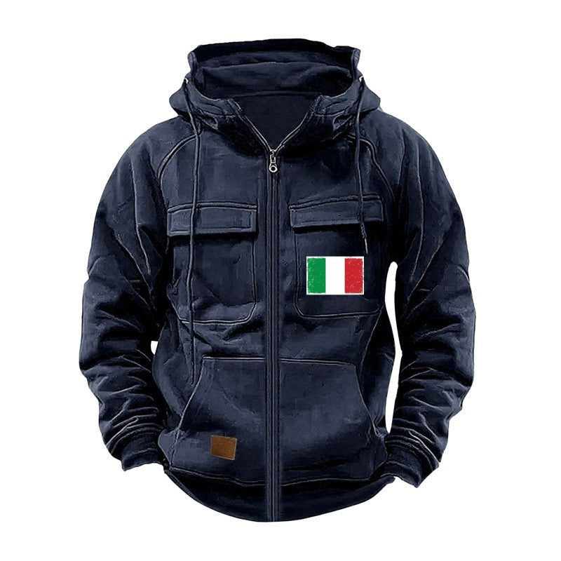 Herren modische Kapuzenjacke mit praktischen Taschen und verstellbarem Kragen Echoarchiv