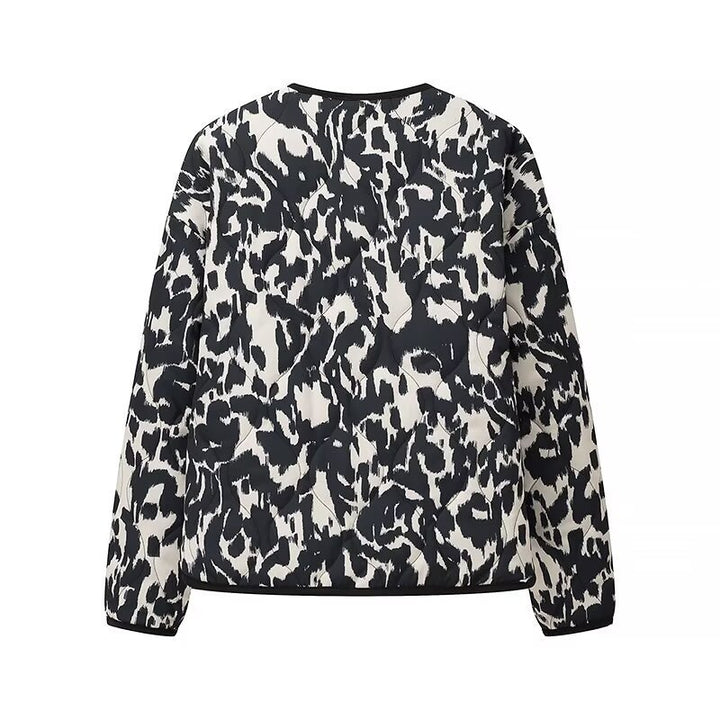 Damen Steppjacke im Oversize-Boxy-Schnitt mit rundem Halsausschnitt und abstraktem Animal-Print Echo Archiv