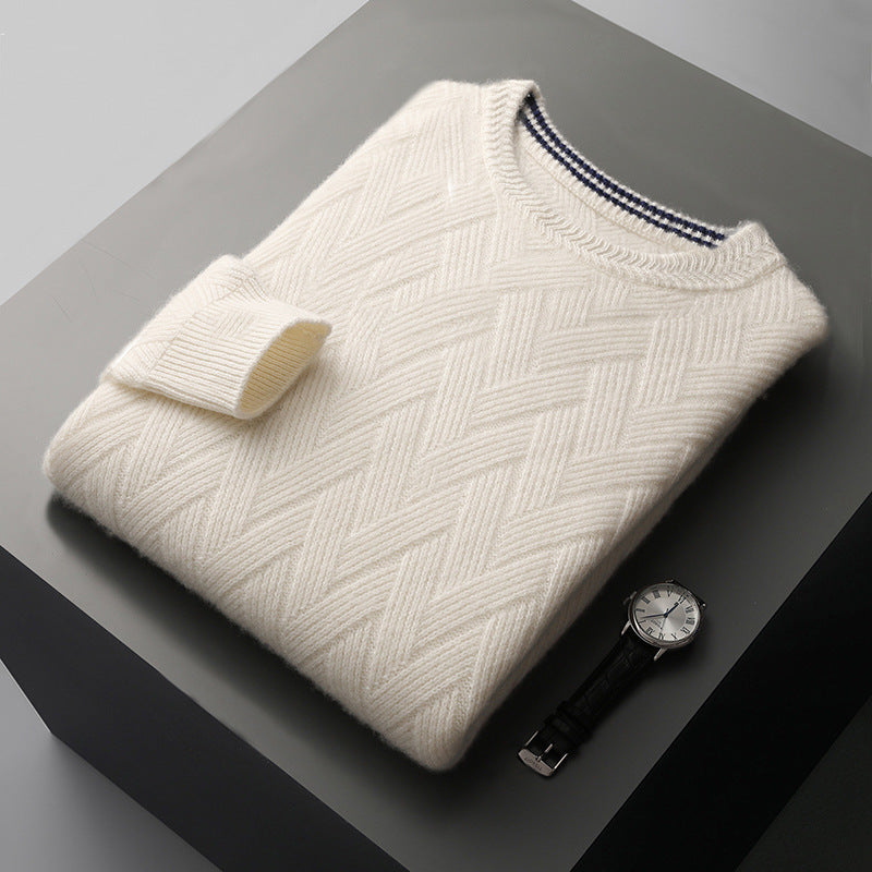 Herren klassischer Strickpullover mit modernem Zopfmuster Echoarchiv
