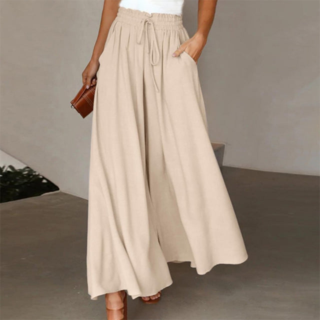 Echoarchiv | Leichte Damen Leinenhose mit Weitem Bein für Frühling und Sommer