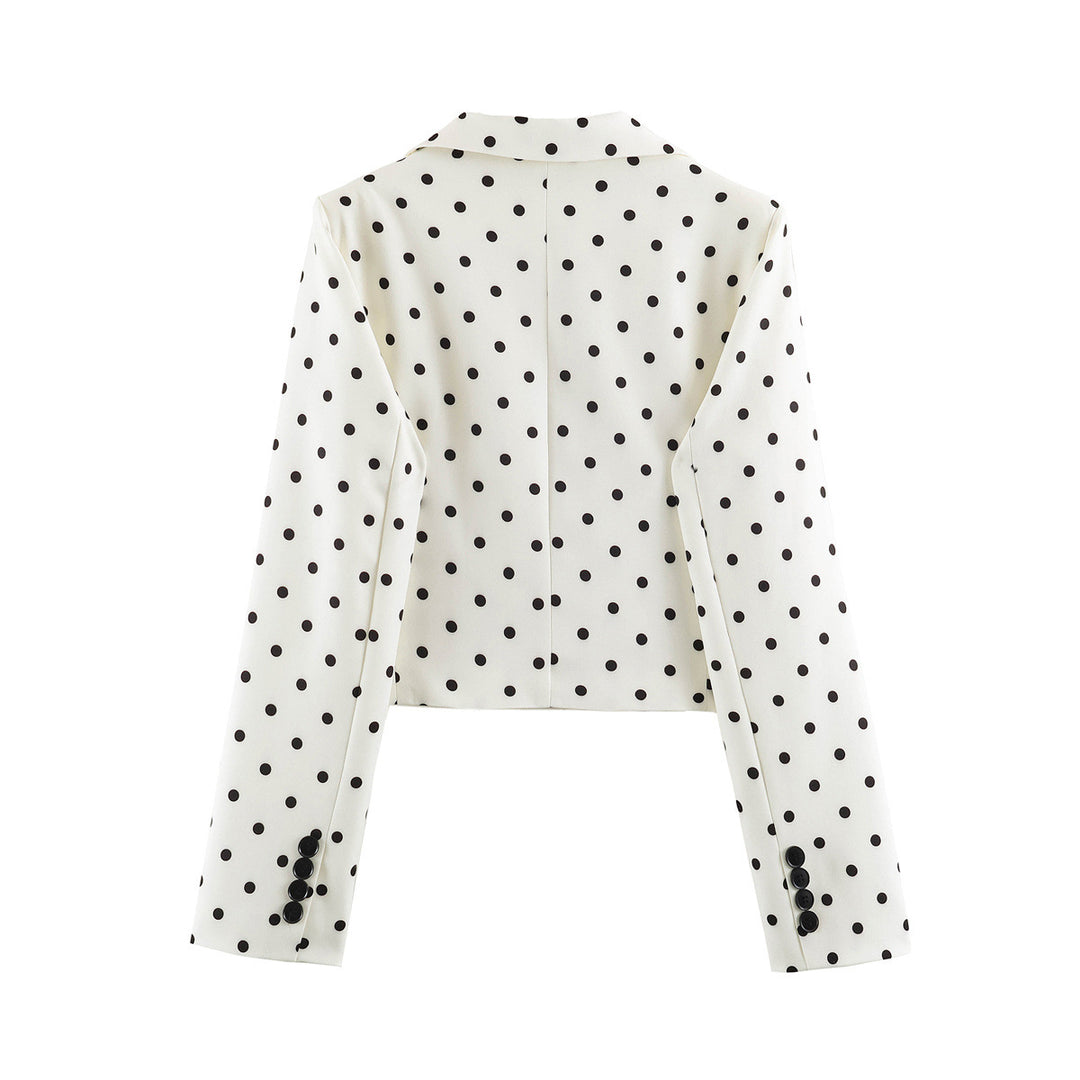 Damen Gepunkteter Cropped-Blazer mit Reverskragen und Pattentaschen Echo Archiv