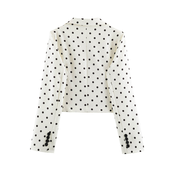 Damen Gepunkteter Cropped-Blazer mit Reverskragen und Pattentaschen Echo Archiv
