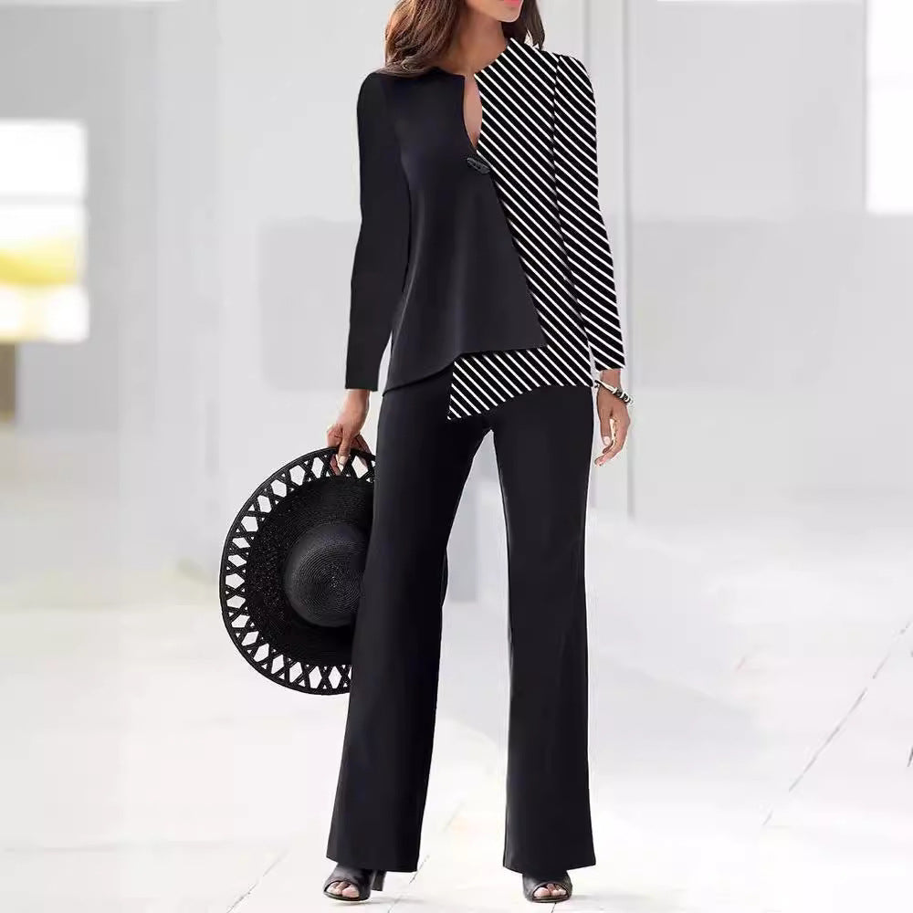 Damen Elegantes und modernes Hosenanzug-Set mit asymmetrischem Design Echoarchiv
