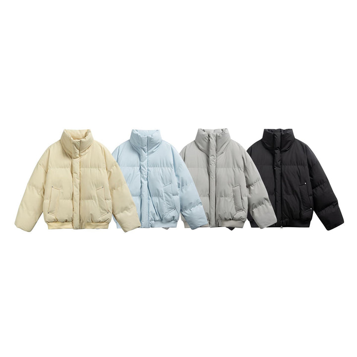 Damen Kurze wattierte Steppjacke im Boxy‑Cut mit hohem Stehkragen und Rippenbund Echoarchiv