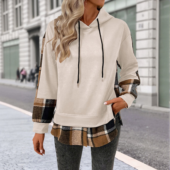 Damen Lässiger Hoodie mit karierten Ärmeln Echo Archiv
