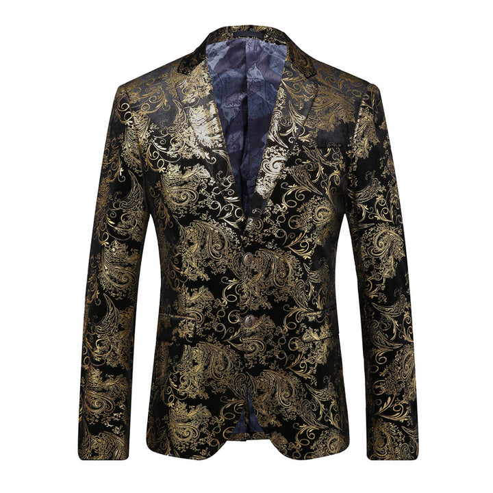 Herren eleganter Smoking-Blazer mit floralen Paillettenmustern Echoarchiv