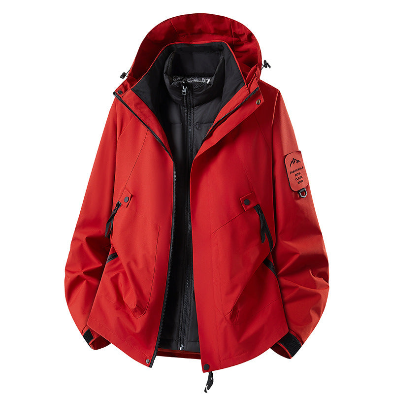 Herren Zwei-in-eins Wetterschutzjacke mit abnehmbarer Steppweste und verstellbarer Kapuze Echoarchiv