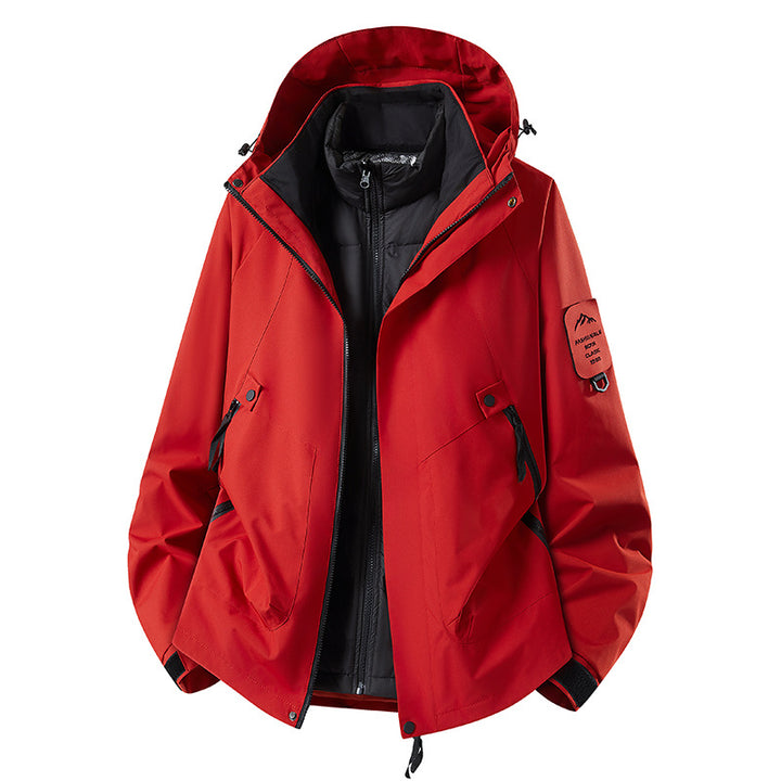 Herren Zwei-in-eins Wetterschutzjacke mit abnehmbarer Steppweste und verstellbarer Kapuze Echoarchiv