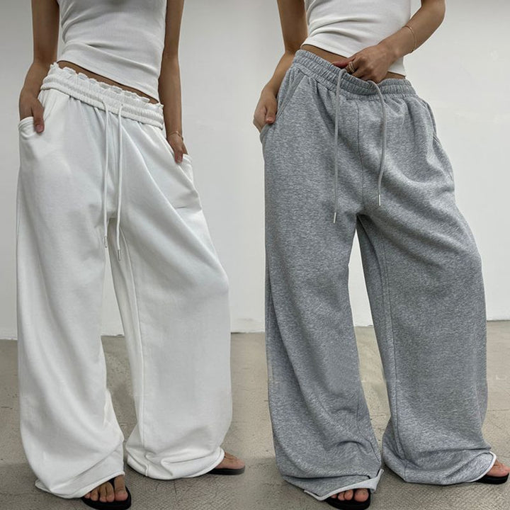 Damen nan weite High-Waist Loungehose mit gerafftem Bund und Kordelzug Echo Archiv