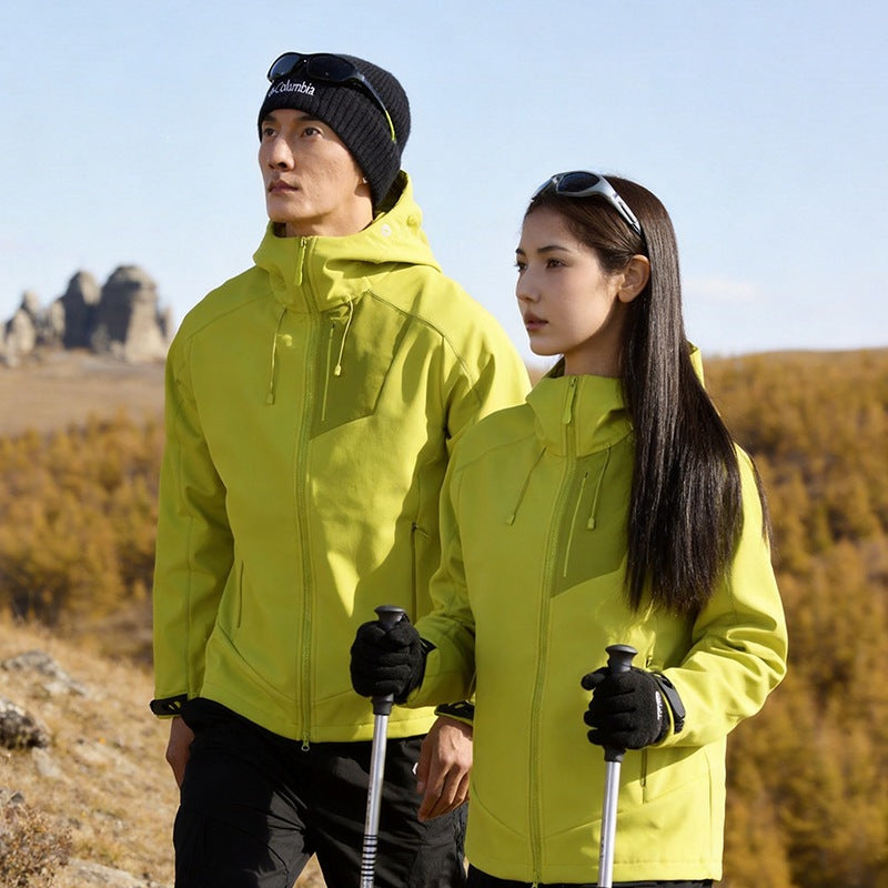 Unisex Softshell Outdoorjacke mit Kapuze, winddicht und elastisch Echoarchiv