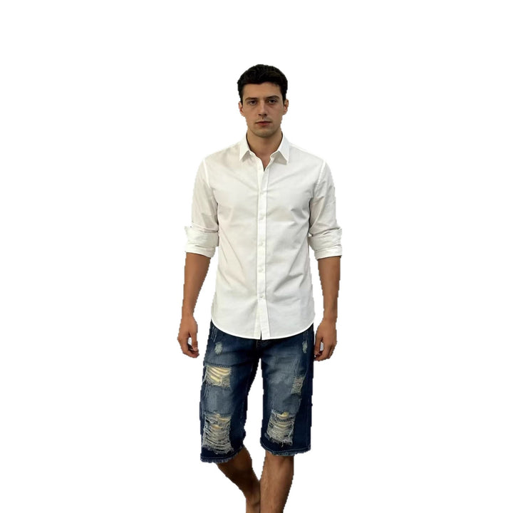 Herren lässige destroyed Jeansshorts mit fransigen Abschlüssen und weitem Bein Echo Archiv
