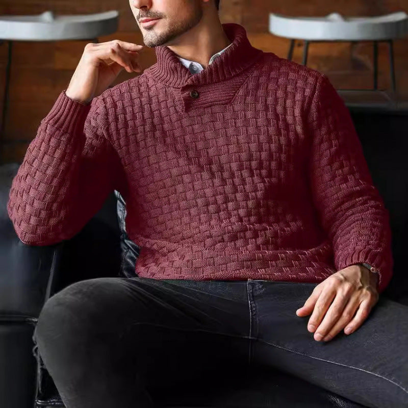 Herren Strickpullover mit Strukturiertem Muster und Modernem Stehkragen Echoarchiv