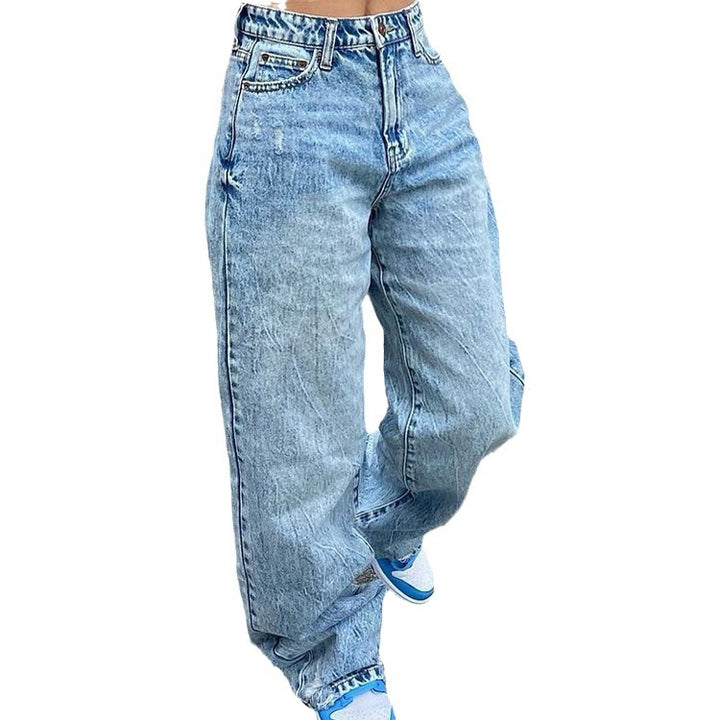 Damen nan weite High-Waist Baggy-Jeans mit tiefem Schritt, Five-Pocket Design und extra-langen Beinen Echo Archiv