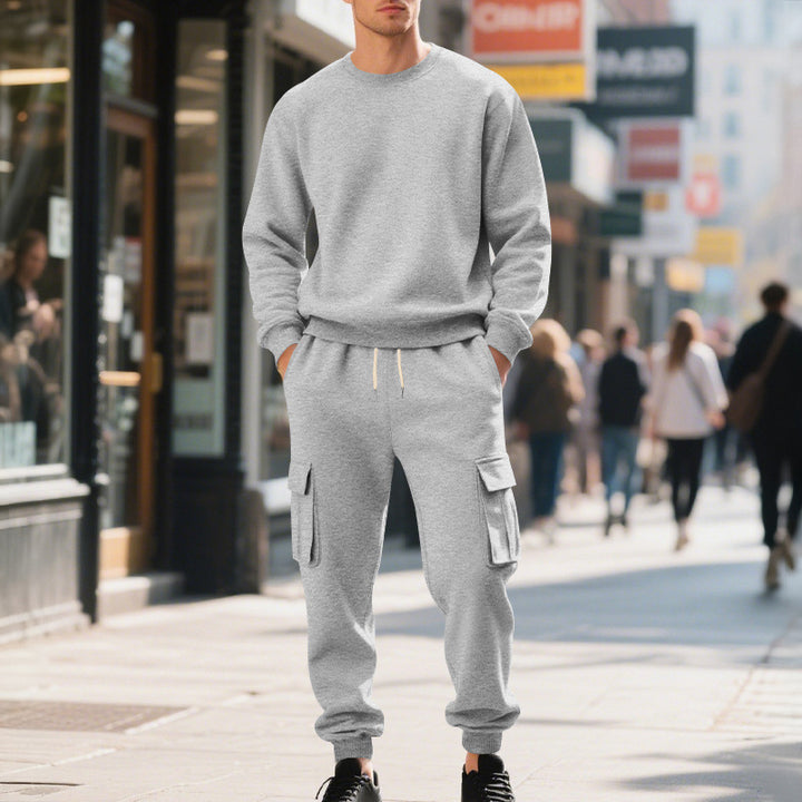 Herren Utility-Cargo-Jogger aus French Terry mit Mehrfachklappen & Tunnelzug – Bravaro