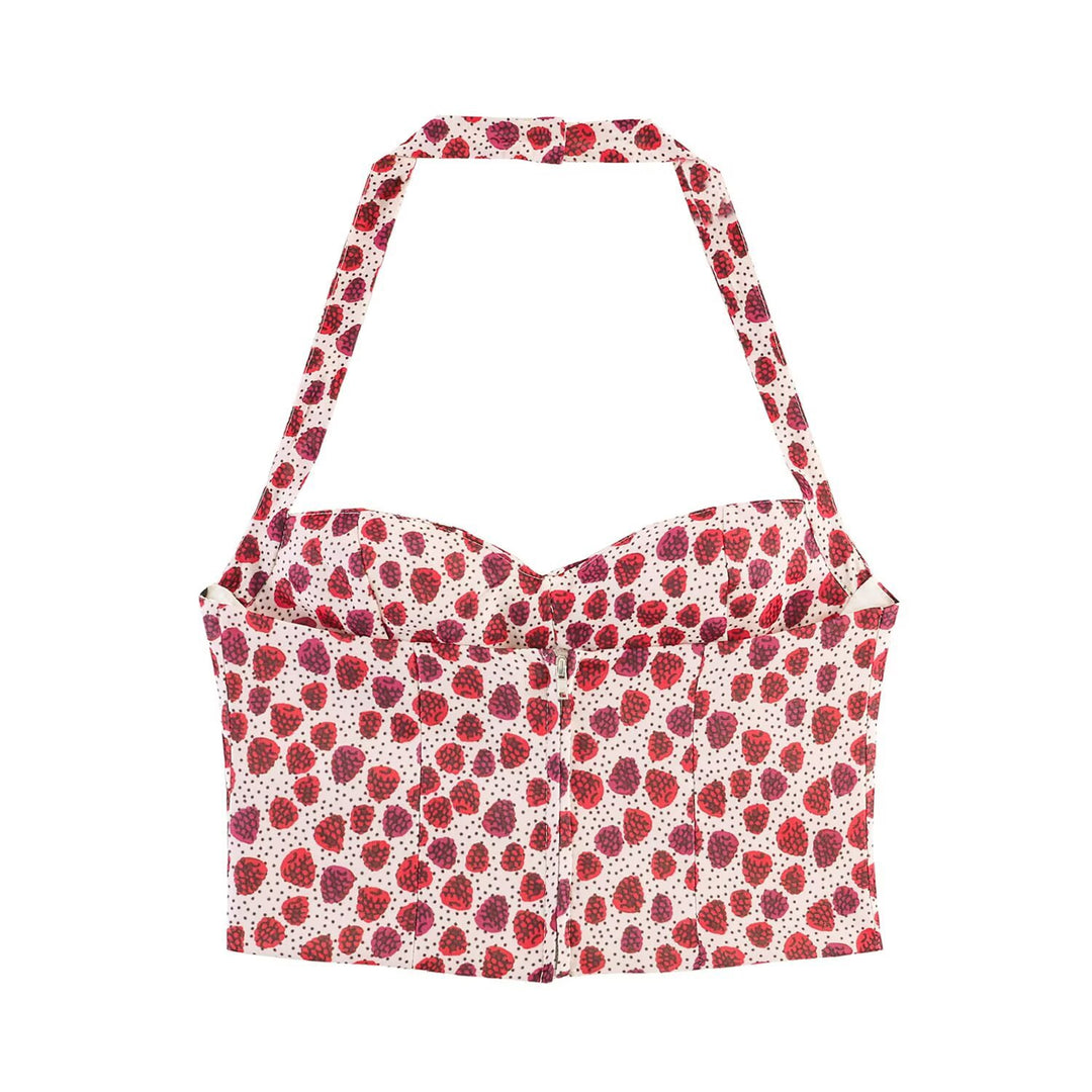 Damen Crop-Top im fruchtigen Design mit elegantem Wickelverschluss Echo Archiv