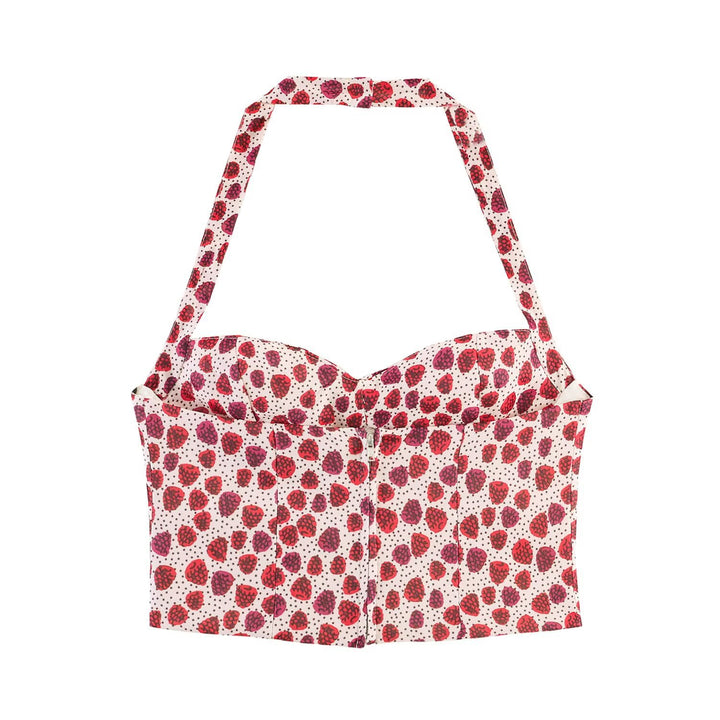 Damen Crop-Top im fruchtigen Design mit elegantem Wickelverschluss Echo Archiv
