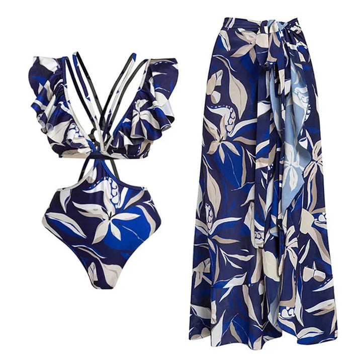Damen Bikiniset mit elegantem Oberteil und fließendem Maxiröckchen Echo Archiv