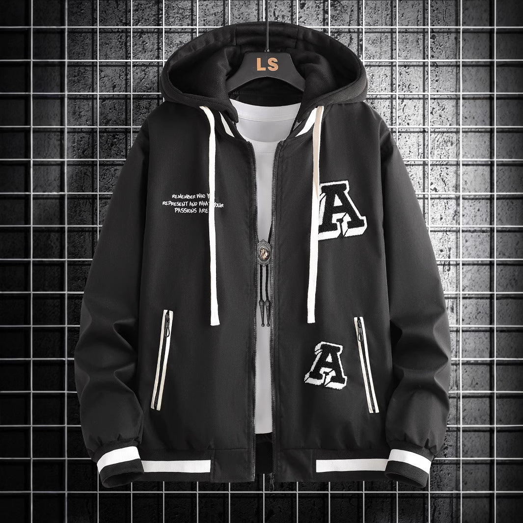Herren modische Kapuzenjacke mit stylischen Applikationen Echoarchiv