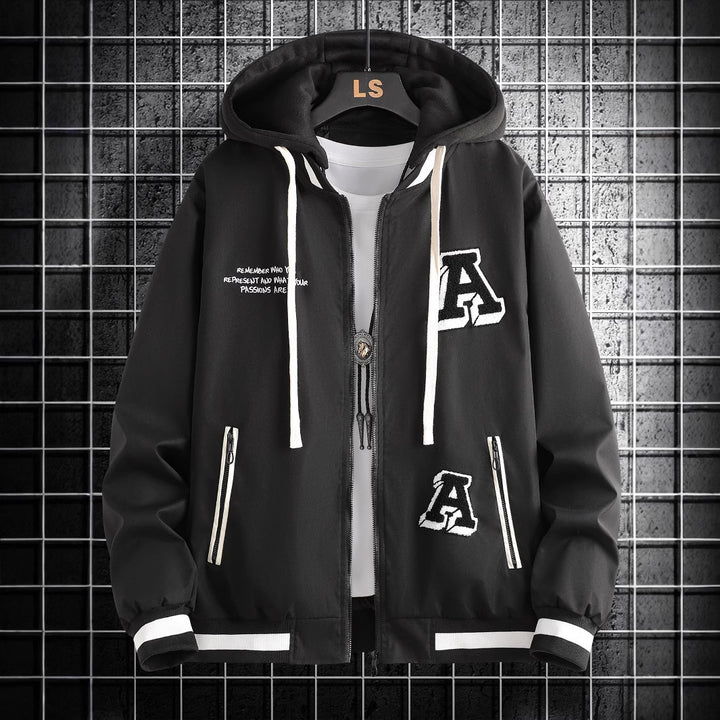 Herren modische Kapuzenjacke mit stylischen Applikationen Echoarchiv