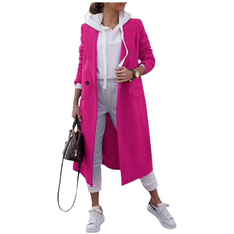 Damen modischer Oversize-Mantel mit elegantem Revers und praktischen Taschen – Célinea
