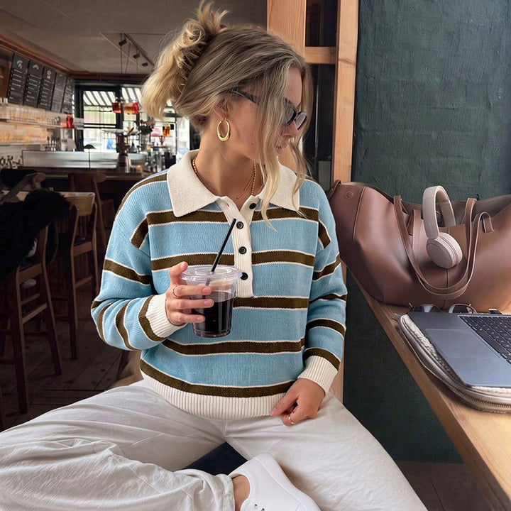 Damen Gemusterter Strickpullover mit Knopfleiste Echo Archiv
