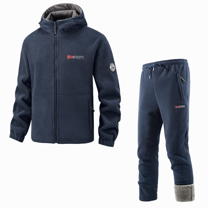 Herren Thermo-Fleece-Set mit Kapuzenjacke, Sherpa-gefüttert und elastischer Jogginghose – Marzano