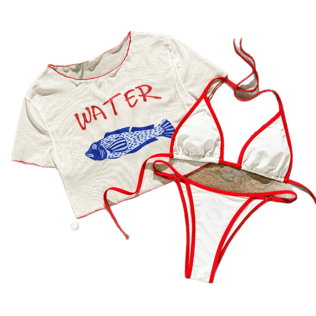 Damen Bikiniset mit bedrucktem Crop-Top Echo Archiv