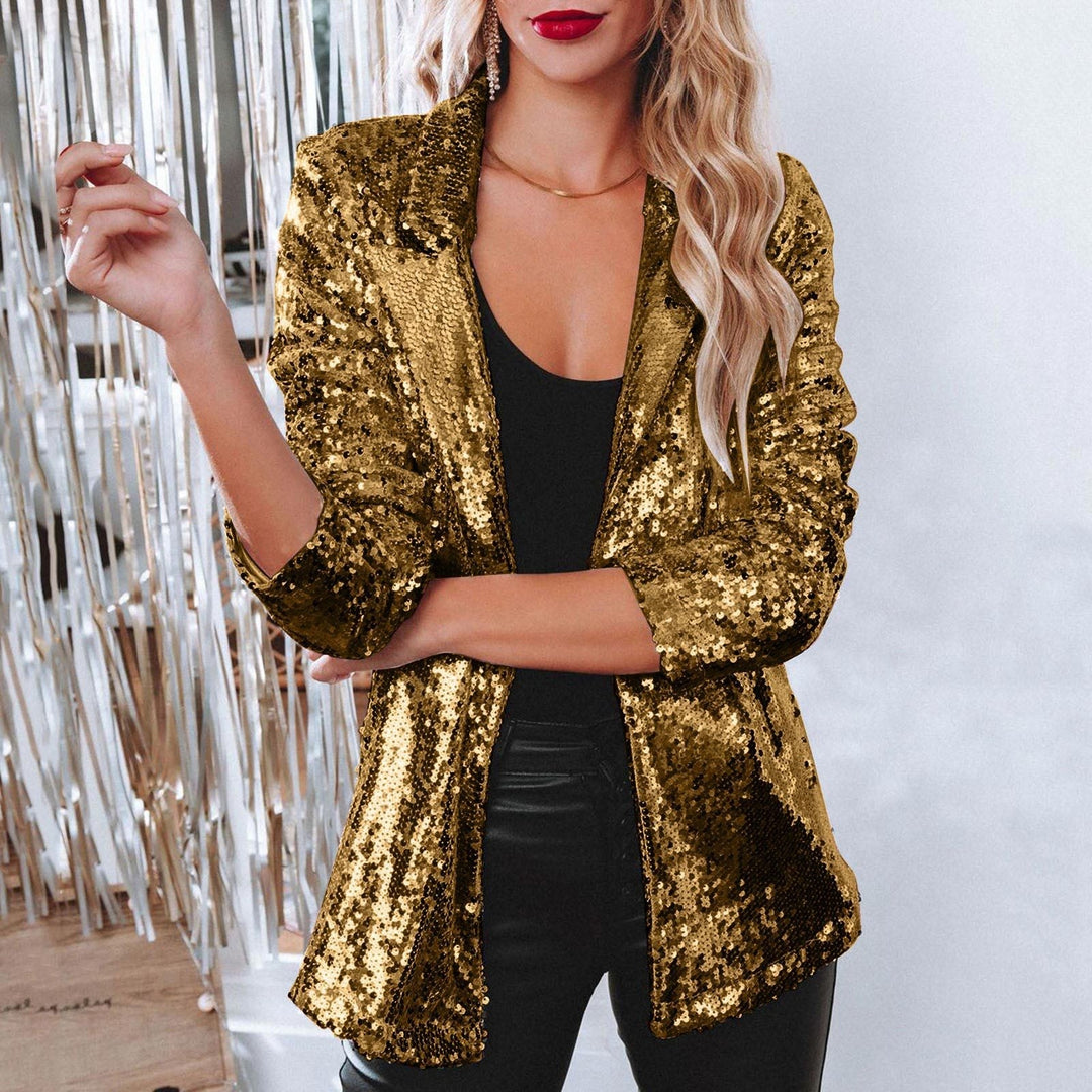 Damen Paillettenjacke mit weitem Schnitt und eleganten Details Echoarchiv