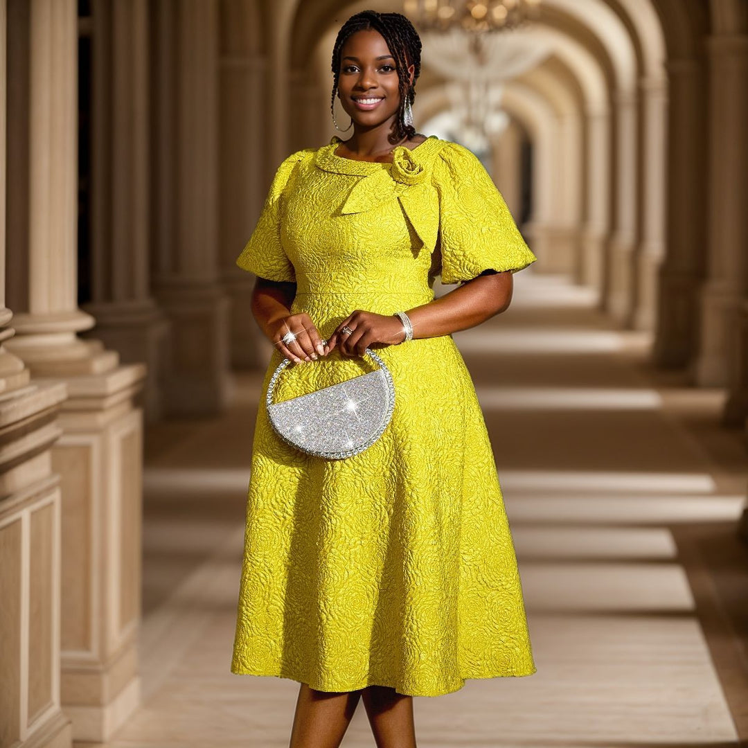 Damen Kleid mit elegantem Blumendruck und dekorativer Schleifenverzierung Echo Archiv