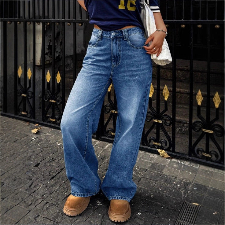 Damen High-Waist Weite Denim‑Hose mit Palazzo‑Schnitt Echo Archiv