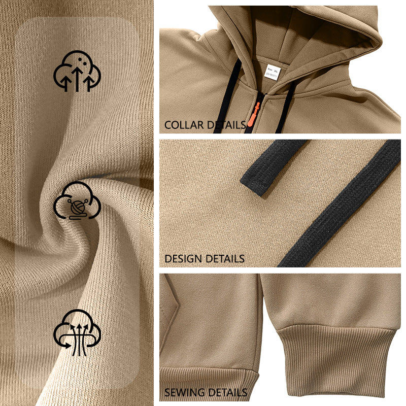Herren Kapuzenpullover mit halbem Reißverschluss und Utility-Ärmeltasche – Cavarno