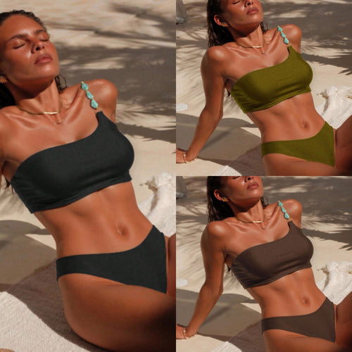 Damen One-Shoulder-Bikini-Set mit modischem Schmuckdetail Echo Archiv