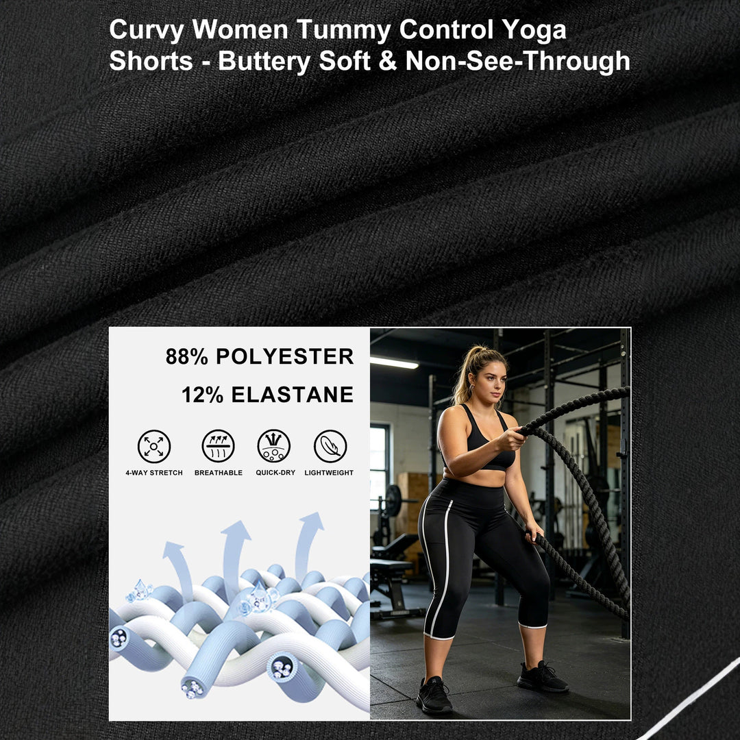 Damen Capri-Sportleggings mit hoher Taille, Bauchkontrolle und seitlicher Smartphone-Tasche echoarchiv-