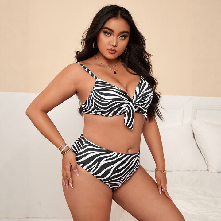 Damen Bunt gemusterter Bikini mit Knotendetail Echo Archiv