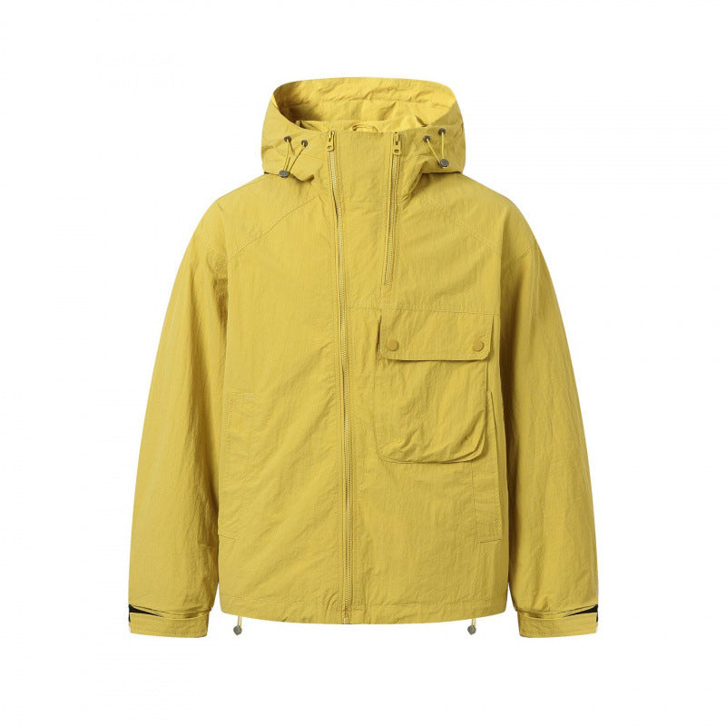 Unisex Leichte Kapuzen-Übergangsjacke mit großem Pattentaschen-Detail und Kordelzug Echo Archiv