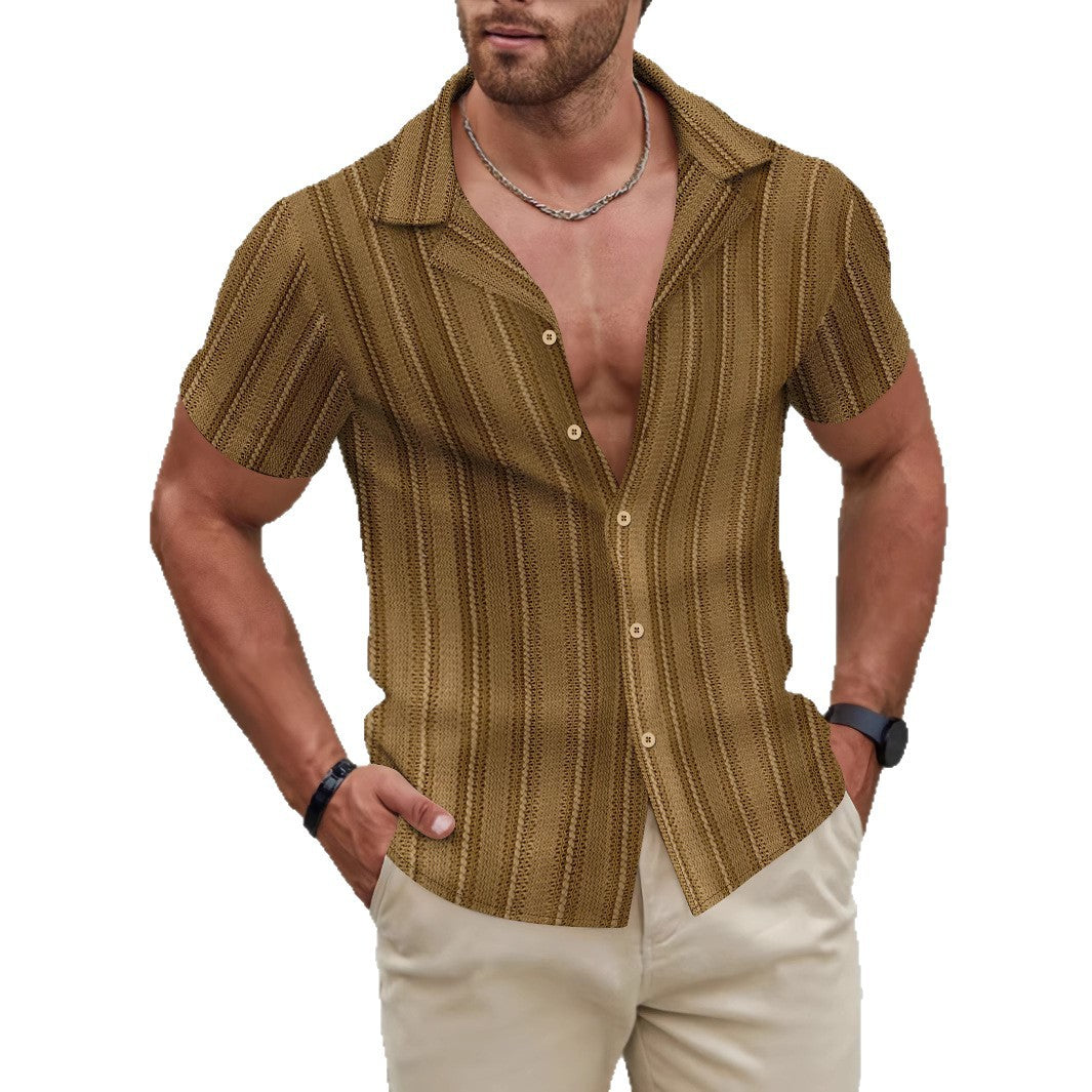 Herren modisches Kurzarm-Hemd mit strukturiertem Design Echoarchiv