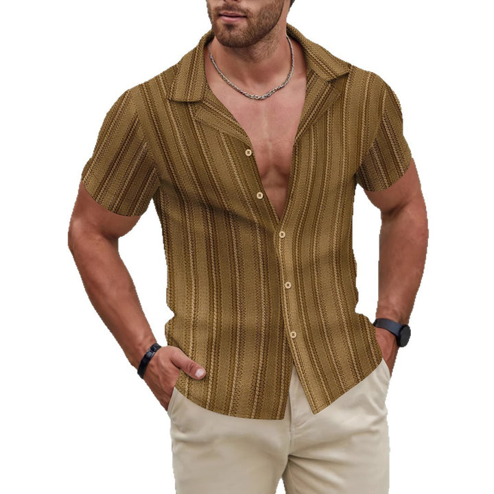 Herren modisches Kurzarm-Hemd mit strukturiertem Design Echoarchiv